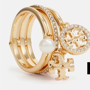 Tory Burch Miller Pave charm ring size 8